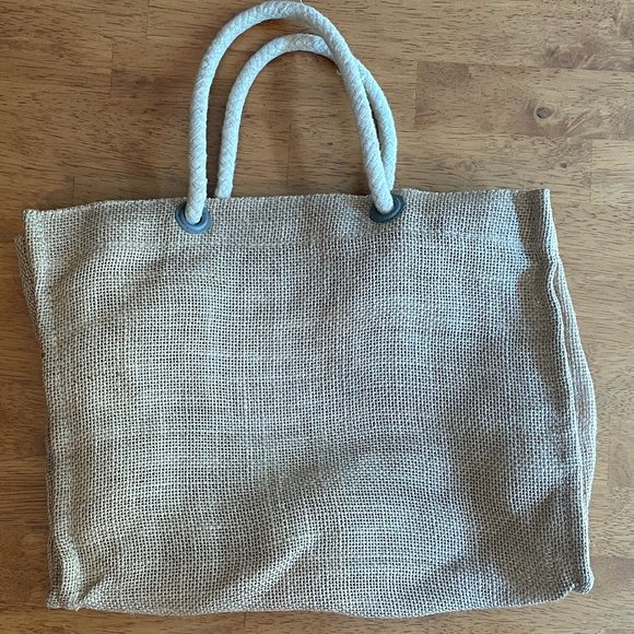 Vintage J. Crew mini burlap tote bag - Picture 2 of 4